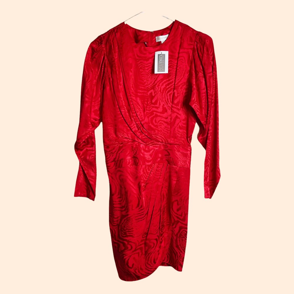 Ronny Kobo Red Draped Wrap Mini Dress